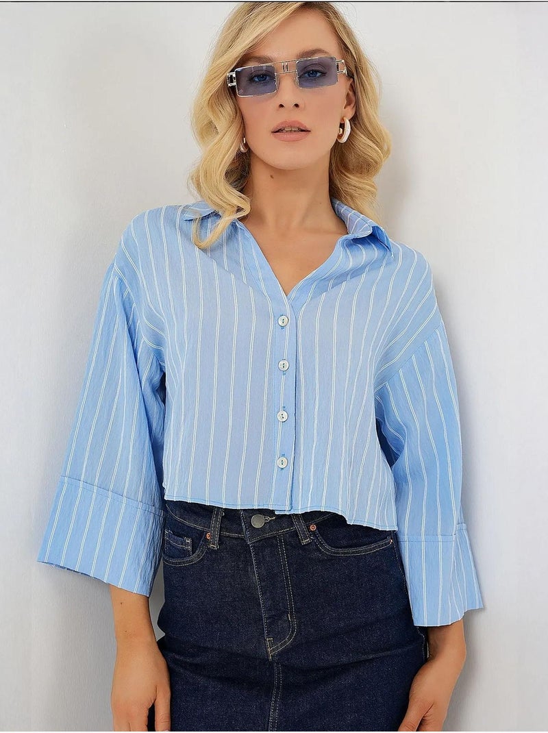 Chemise courte oversize rayée bdart Bleu clair - Kiabi
