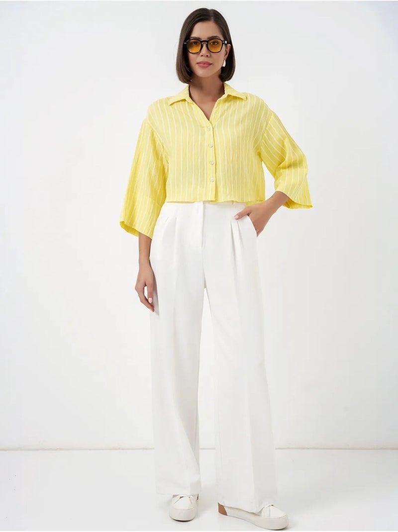 Chemise courte oversize rayée bdart Jaune citron - Kiabi