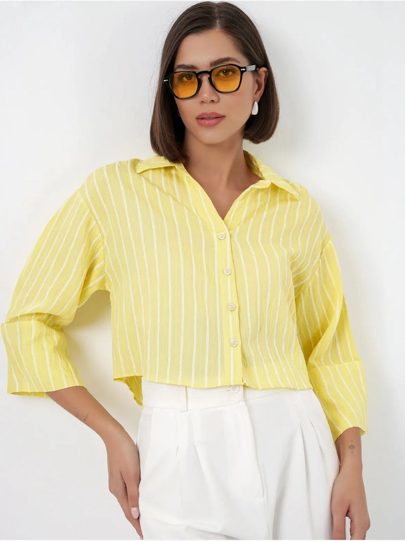 Chemise courte oversize rayée bdart Jaune citron - Kiabi