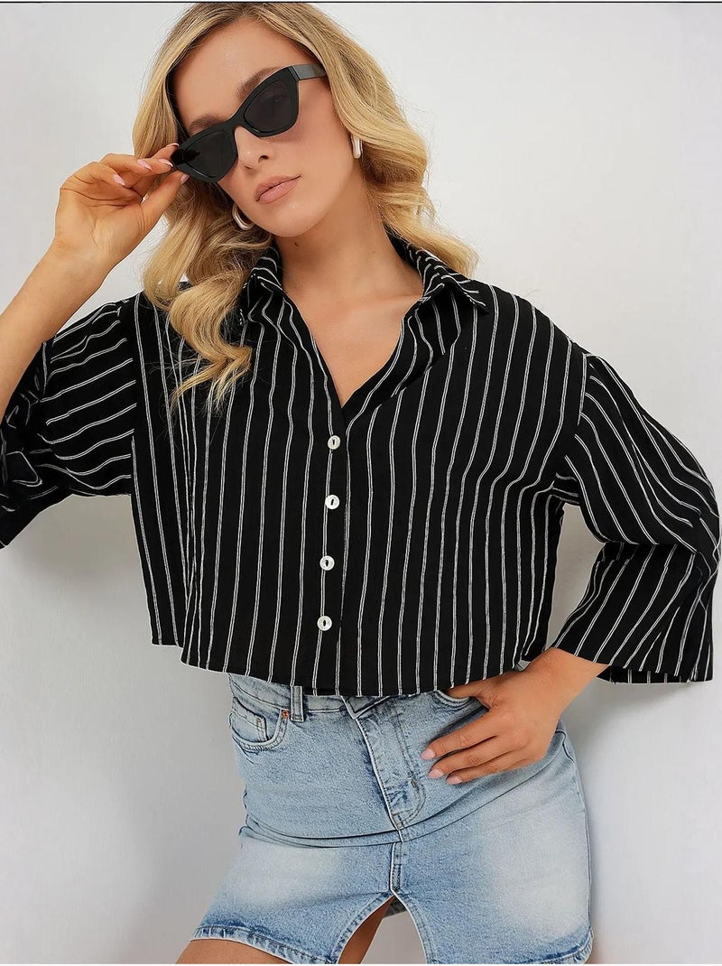 Chemise courte oversize rayée bdart Noir - Kiabi