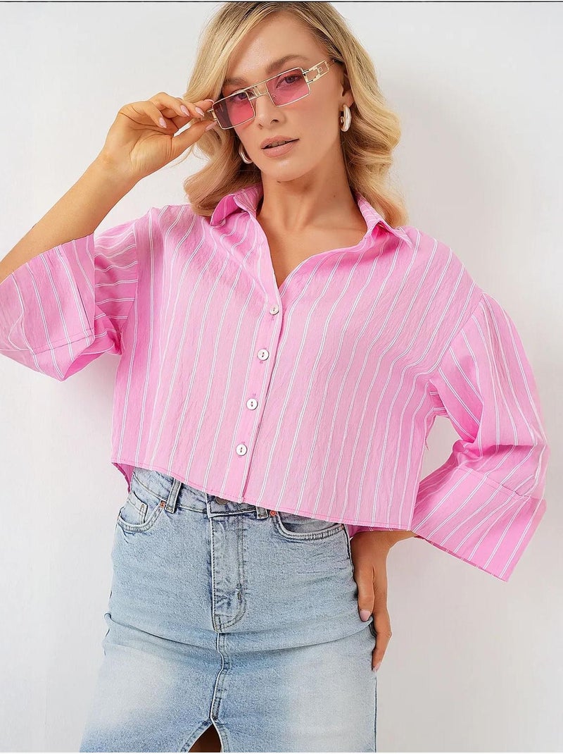 Chemise courte oversize rayée bdart Rose clair - Kiabi
