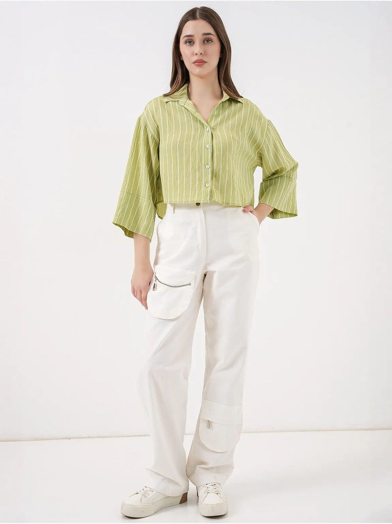 Chemise courte oversize rayée bdart Vert - Kiabi