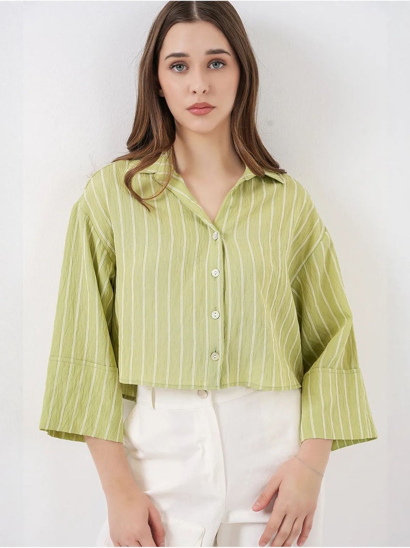 Chemise courte oversize rayée bdart Vert - Kiabi
