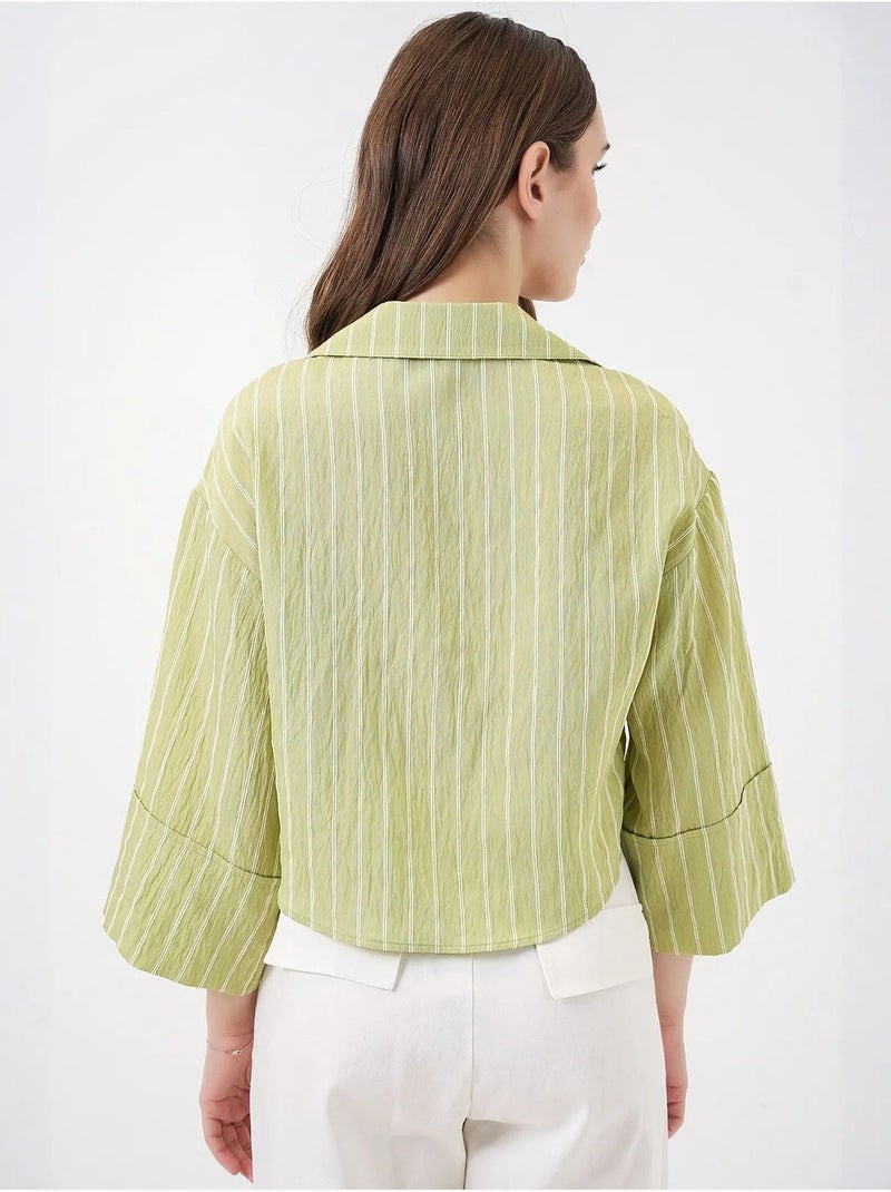 Chemise courte oversize rayée bdart Vert - Kiabi
