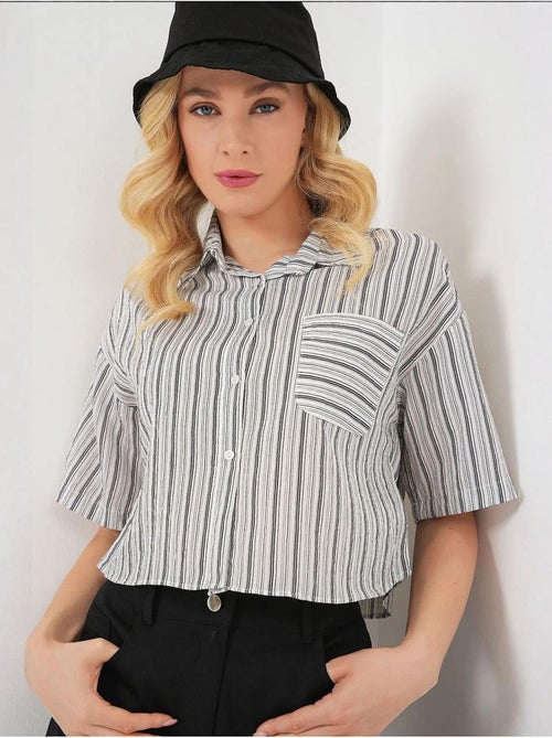 Chemise courte rayée avec poche bdart - Kiabi Chemise courte rayée avec poche bdart - Kiabi