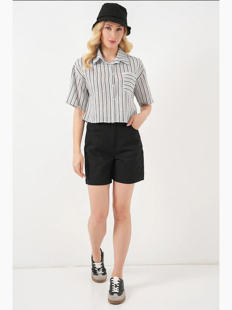 Chemise courte rayée avec poche bdart Noir - Kiabi