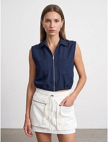 Chemise courte sans manches à fermeture éclair dilvin