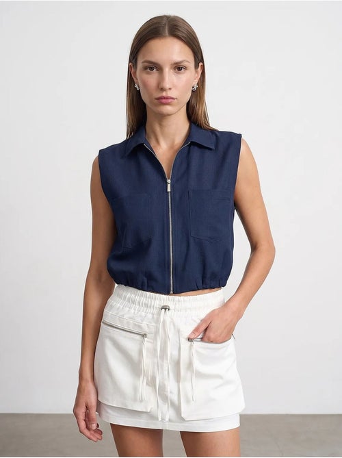 Chemise courte sans manches à fermeture éclair dilvin - Kiabi Chemise courte sans manches à fermeture éclair dilvin - Kiabi