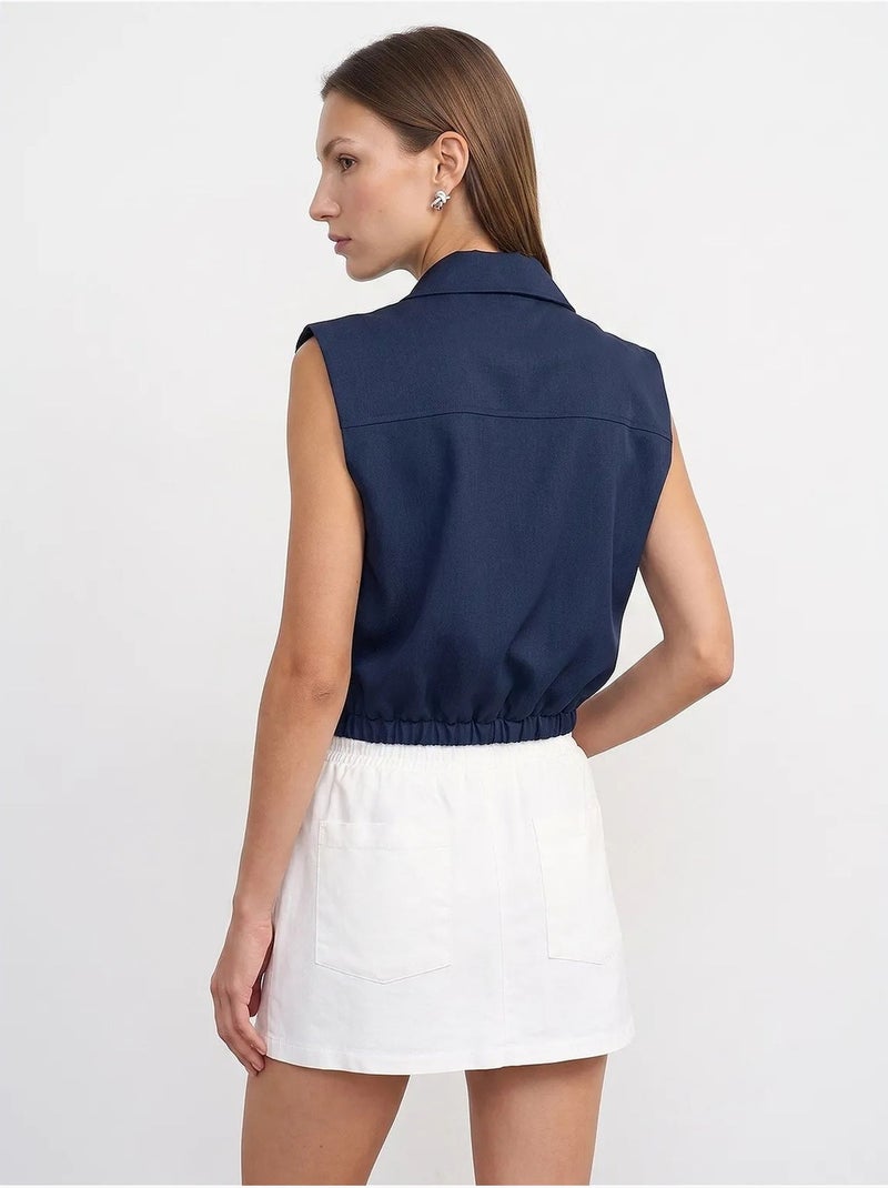 Chemise courte sans manches à fermeture éclair dilvin Bleu marine - Kiabi