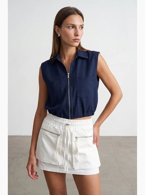Chemise courte sans manches à fermeture éclair dilvin - Kiabi Chemise courte sans manches à fermeture éclair dilvin - Kiabi