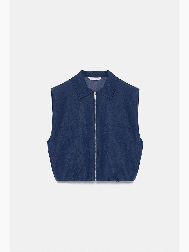 Chemise courte sans manches à fermeture éclair dilvin Bleu marine - Kiabi