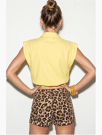 Chemise courte sans manches en popeline pour femme lucci