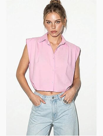 Chemise courte sans manches en popeline pour femme lucci