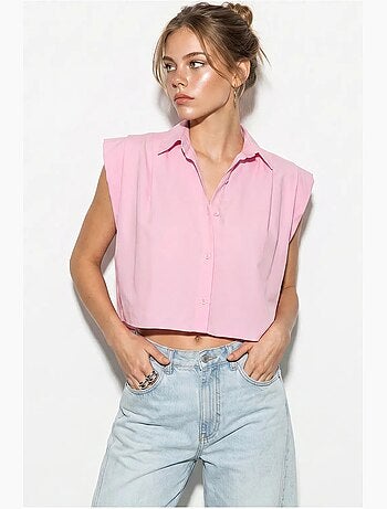 Chemise courte sans manches en popeline pour femme lucci