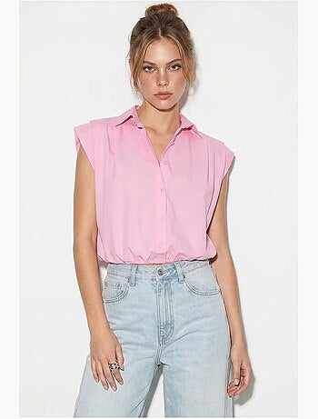 Chemise courte sans manches en popeline pour femme lucci