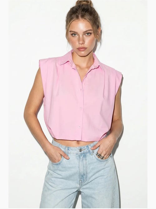 Chemise courte sans manches en popeline pour femme lucci - Kiabi Chemise courte sans manches en popeline pour femme lucci - Kiabi
