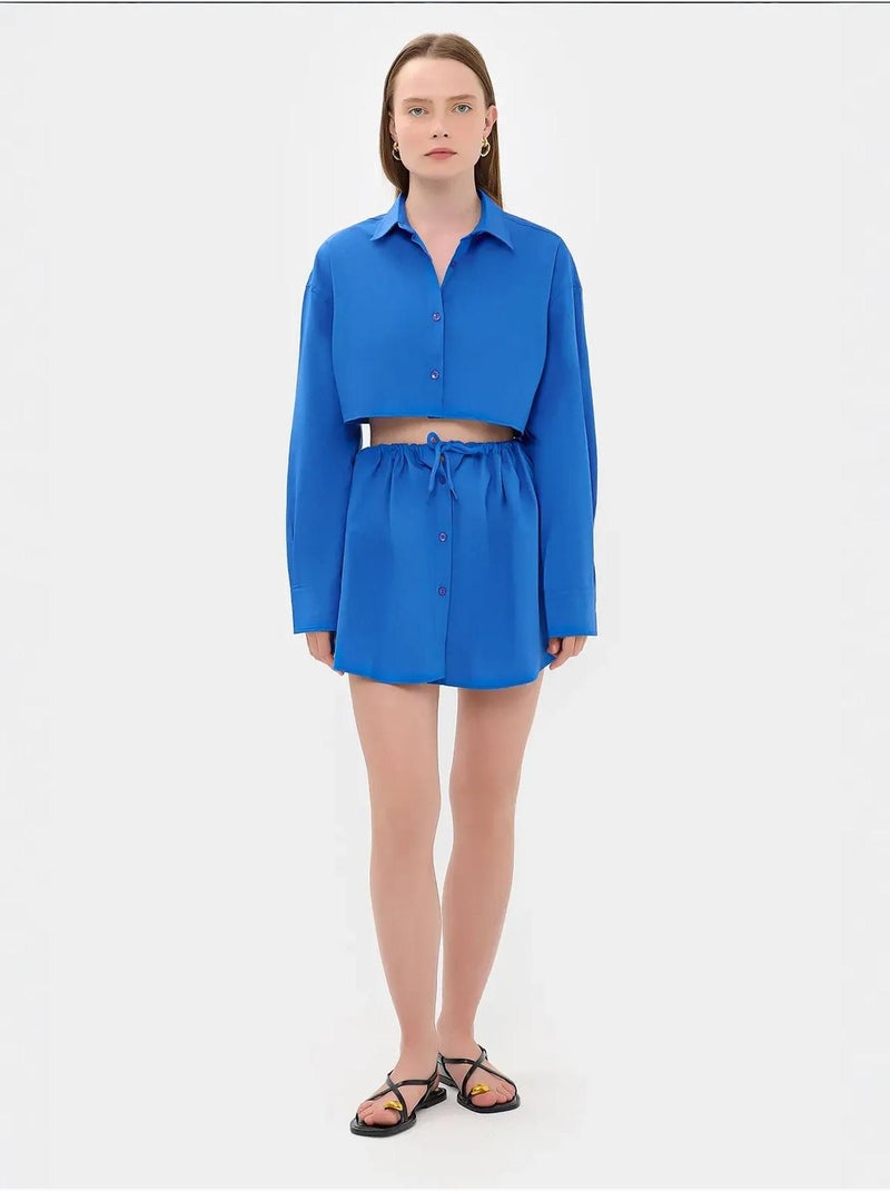 Chemise courte surdimensionnée à manches amples Bleu - Kiabi