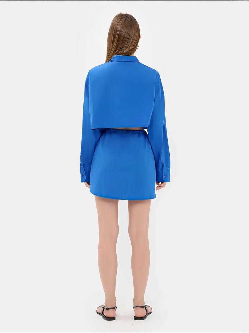 Chemise courte surdimensionnée à manches amples Bleu - Kiabi