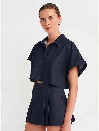 Chemise courte texturée à boutons pour femme dilvin