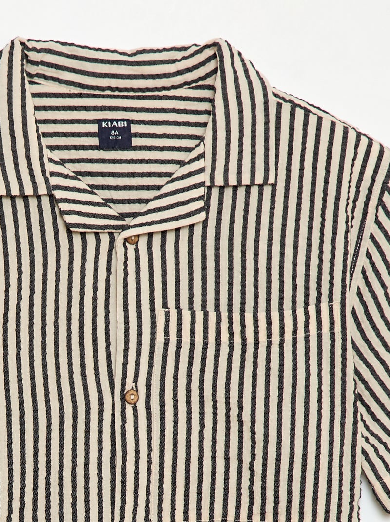 Chemise crêpée à manches courtes Beige - Kiabi