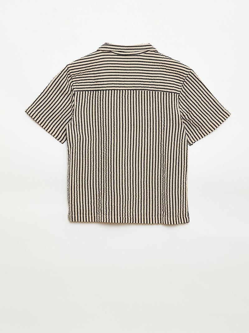 Chemise crêpée à manches courtes Beige - Kiabi
