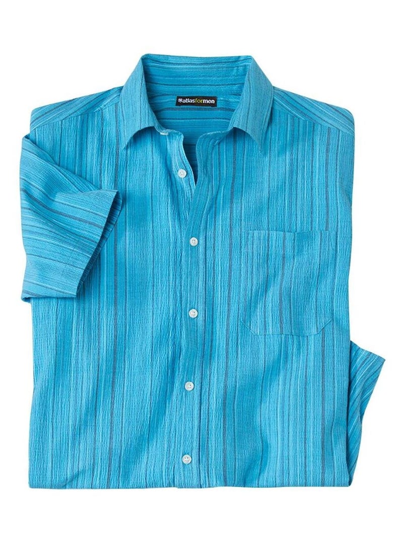 Chemise Crepon Santorin - ATLAS FOR MEN Bleu - Kiabi