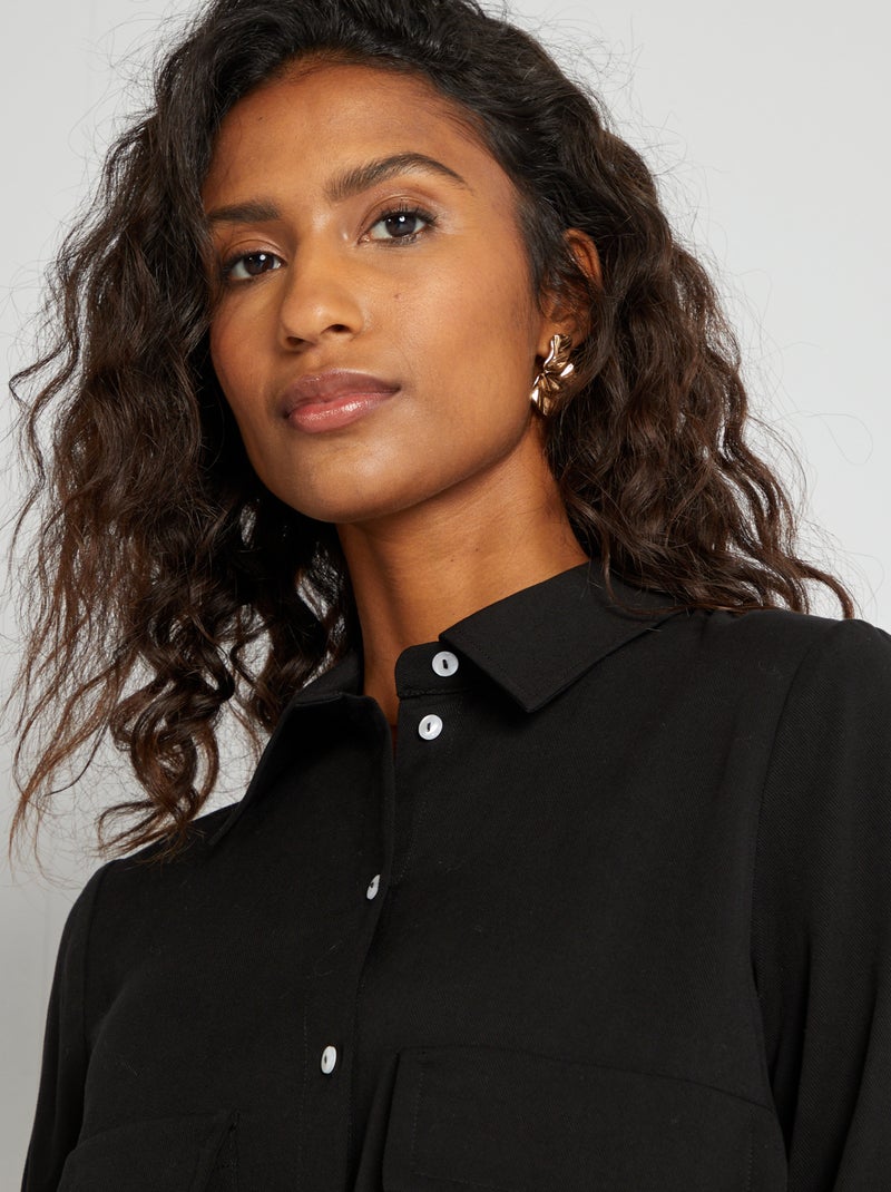Chemise crop à manches longues noir - Kiabi