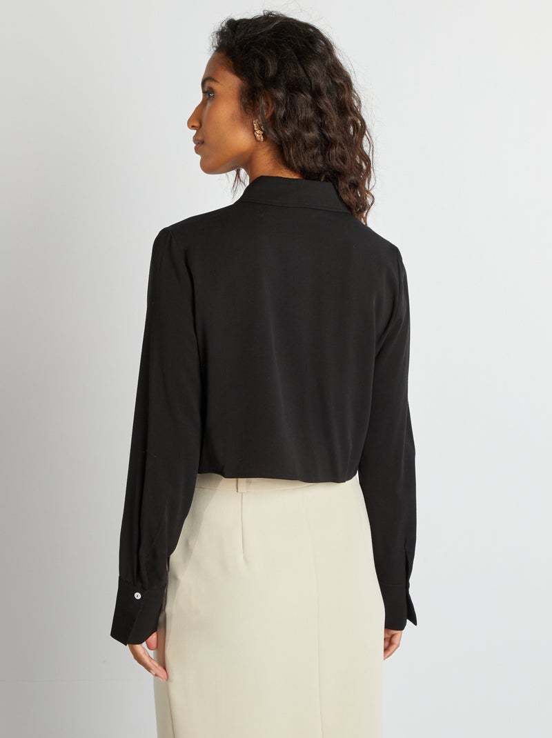Chemise crop à manches longues noir - Kiabi