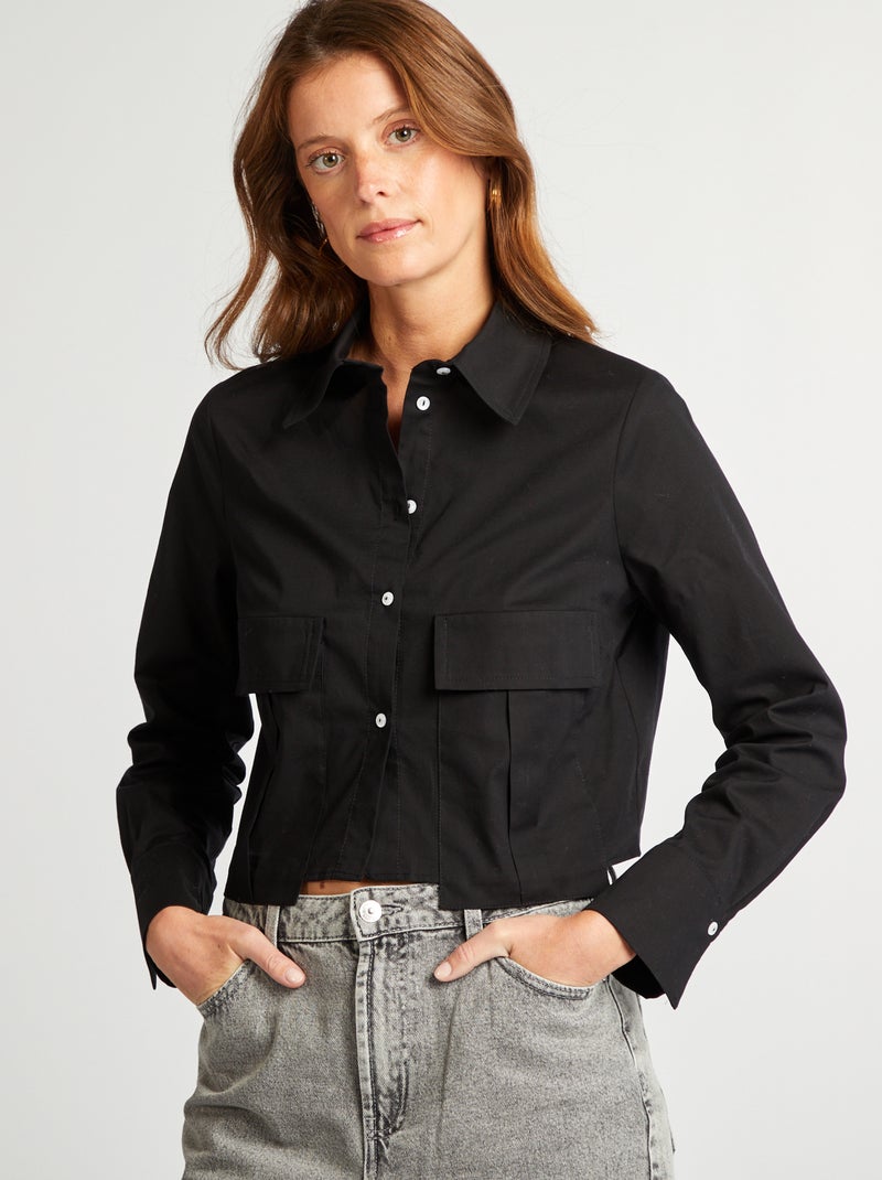 Chemise crop noir - Kiabi