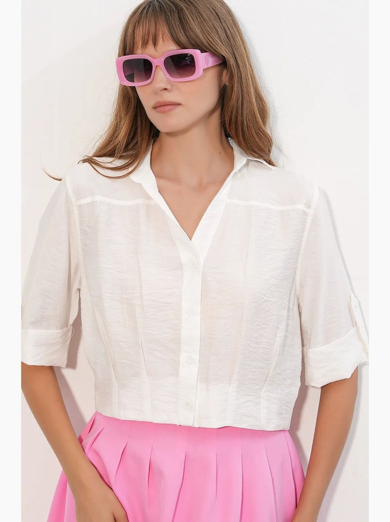 Chemise crop oversize bdart Blanc - Kiabi