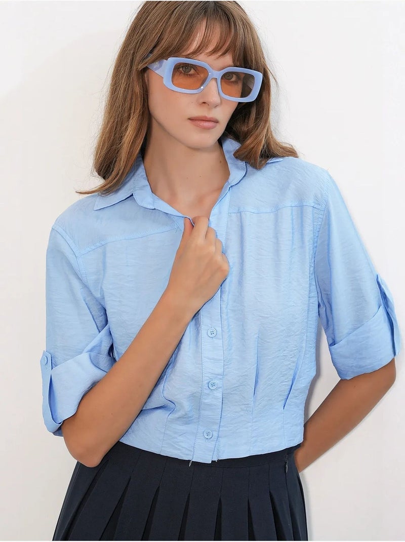 Chemise crop oversize bdart Bleu ciel - Kiabi
