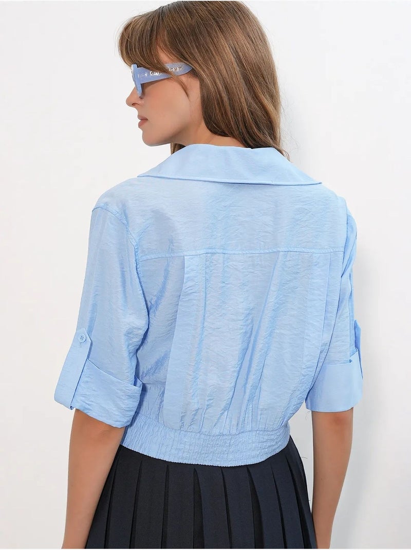 Chemise crop oversize bdart Bleu ciel - Kiabi