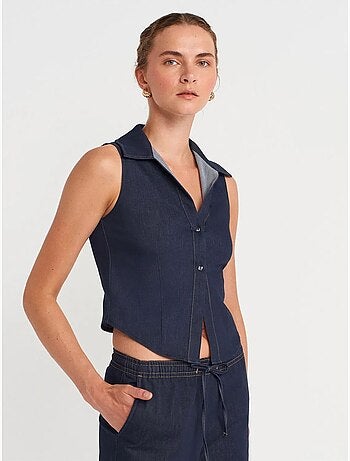 Chemise crop sans manches ajustée dilvin