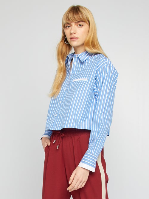 Chemise cropped rayée - Kiabi