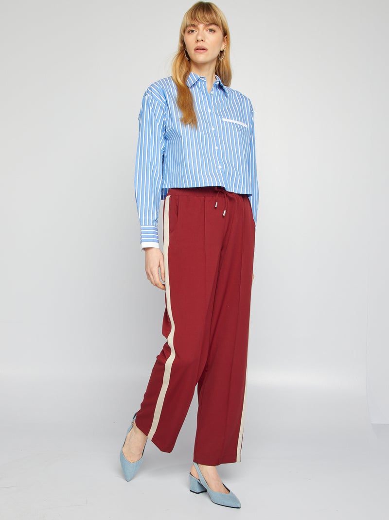 Chemise cropped rayée Bleu - Kiabi