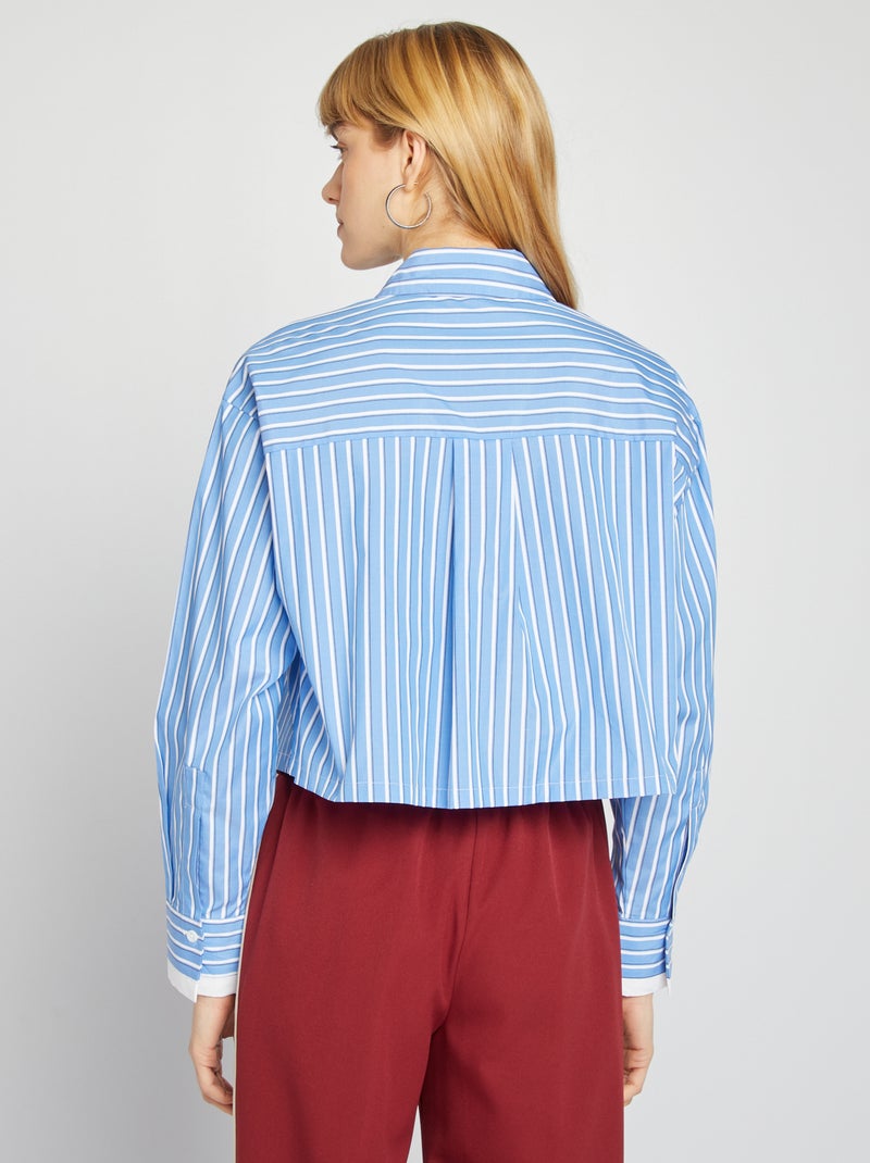 Chemise cropped rayée Bleu - Kiabi