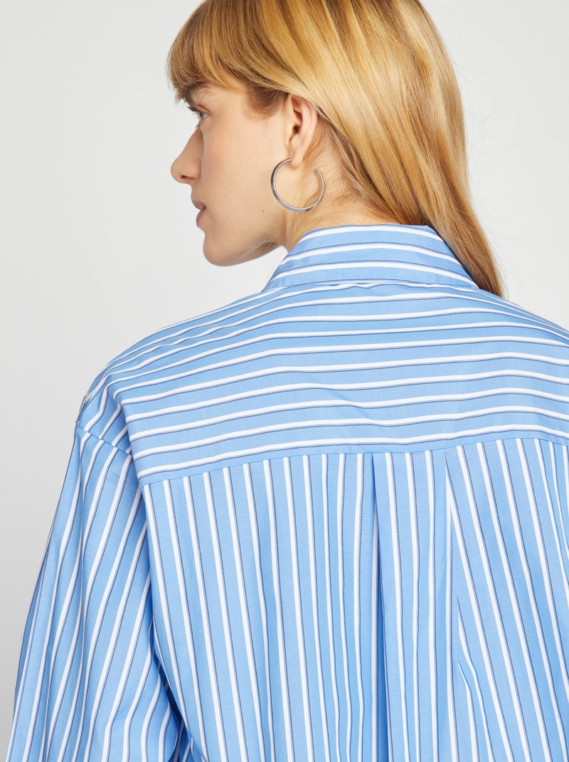 Chemise cropped rayée Bleu - Kiabi