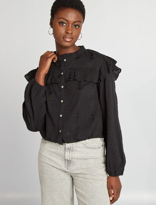 Chemise cropped volantée - Kiabi