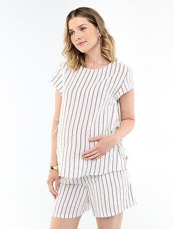 Chemise d'allaitement en lin mélangé