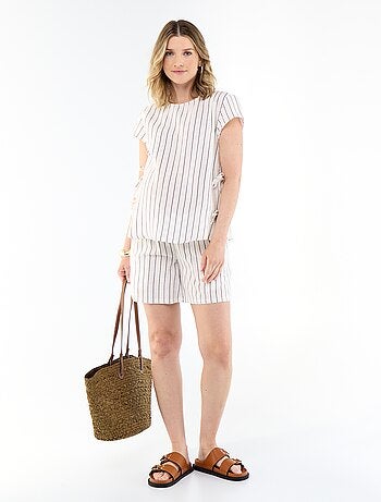 Chemise d'allaitement en lin mélangé