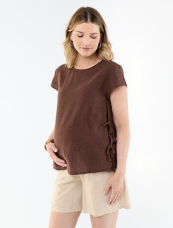 Chemise d'allaitement en lin mélangé