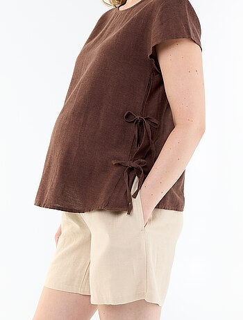 Chemise d'allaitement en lin mélangé