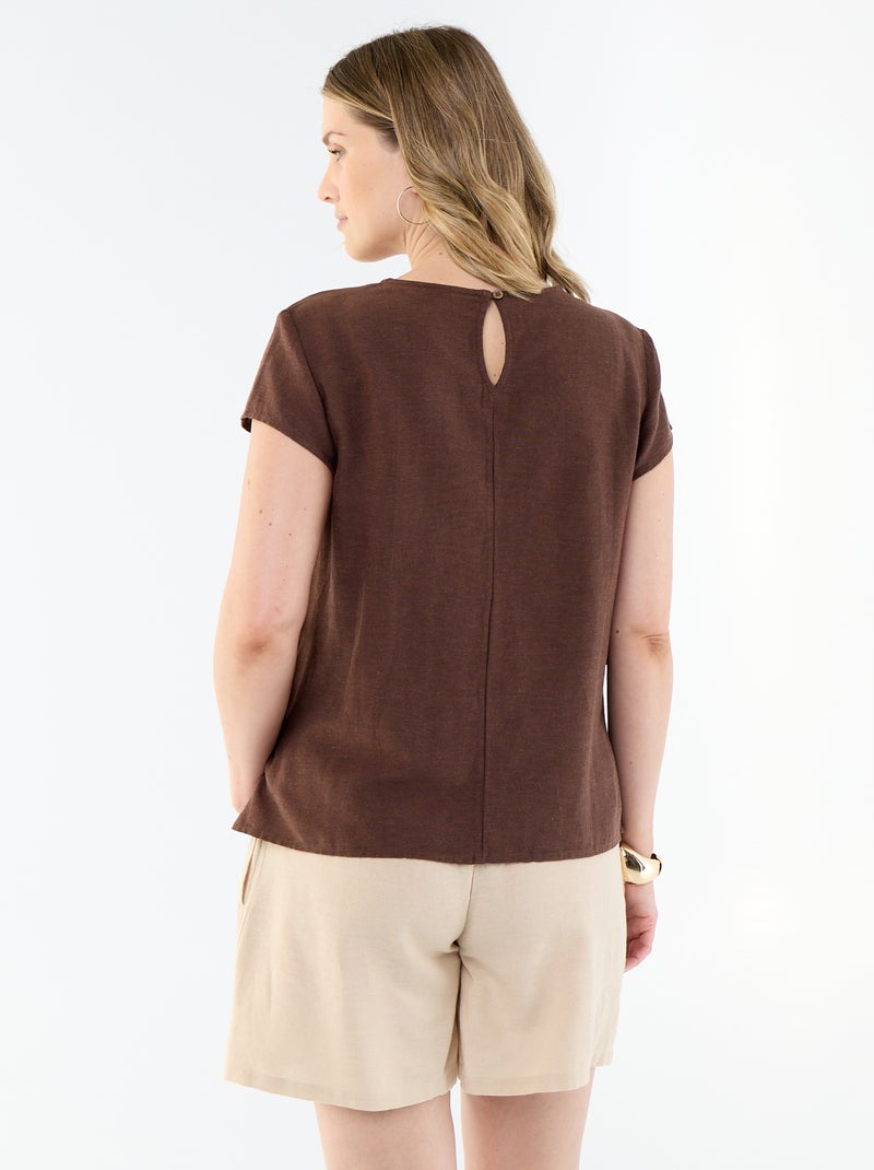 Chemise d'allaitement en lin mélangé Marron - Kiabi