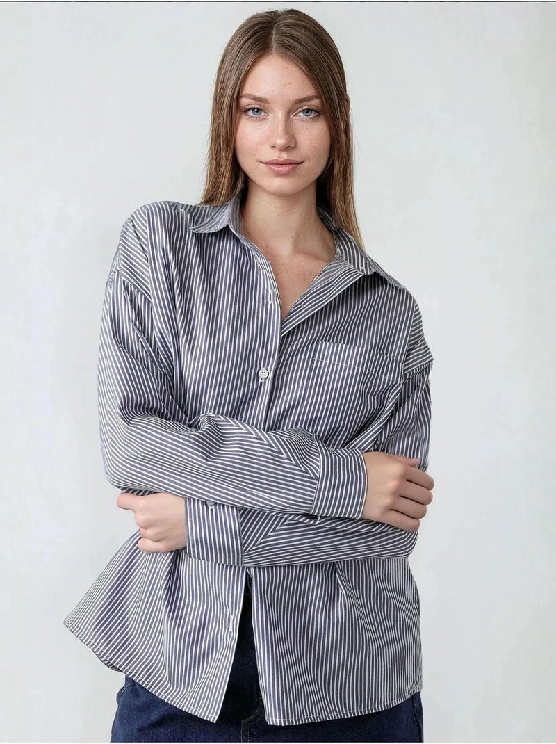 Chemise de bureau décontractée avec col de chemise Bleu pastel - Kiabi