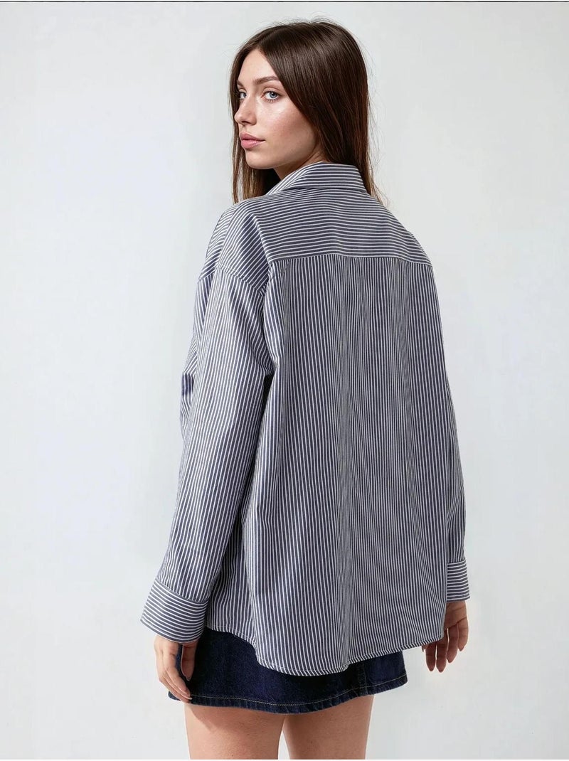 Chemise de bureau décontractée avec col de chemise Bleu pastel - Kiabi