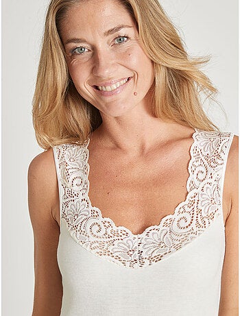 Chemise de corps sans manches 10% laine