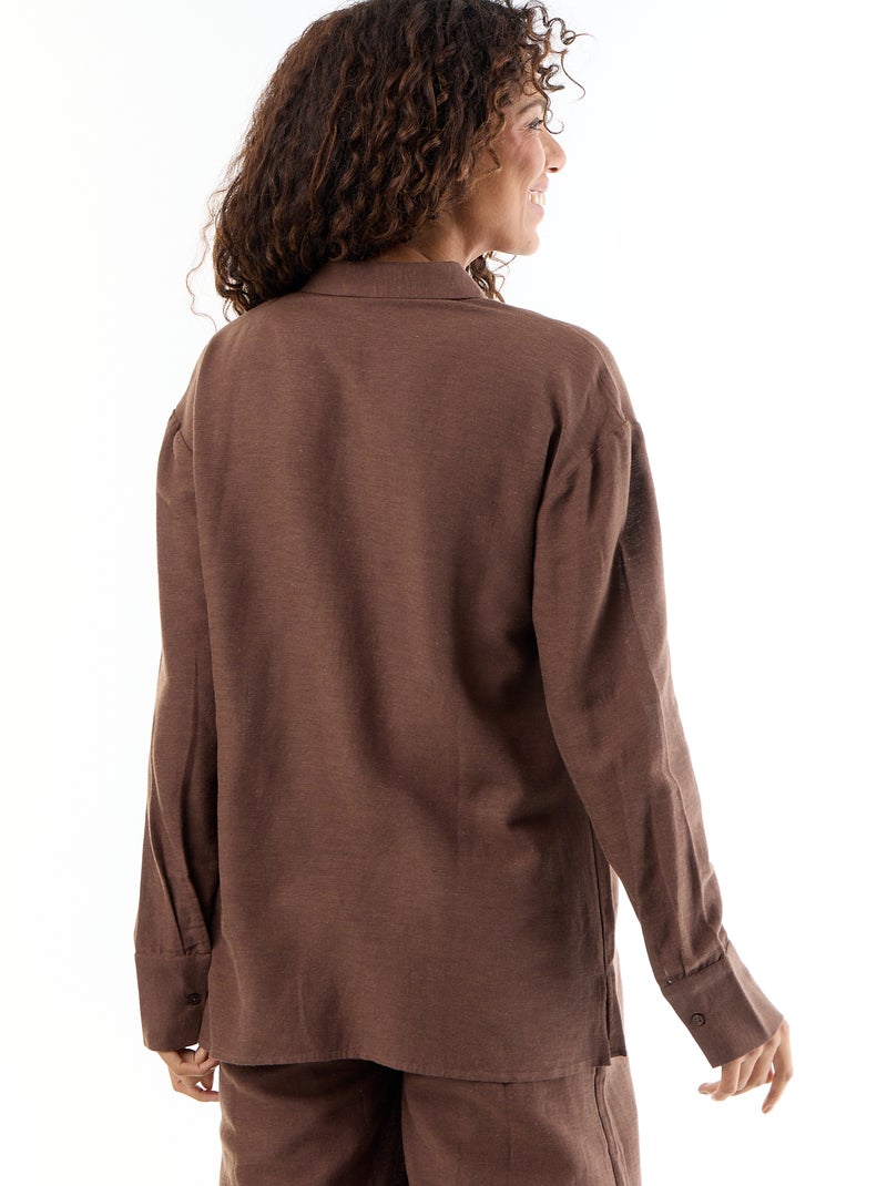 Chemise de maternité en lin mélangé Marron - Kiabi