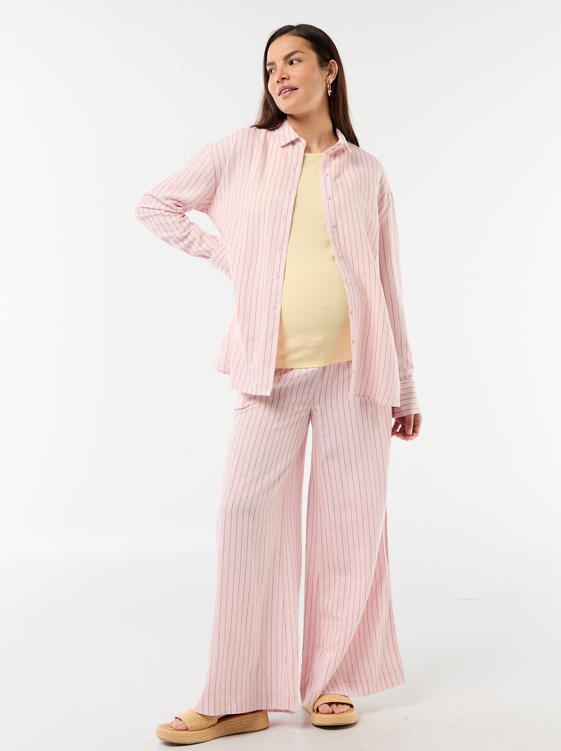 Chemise de maternité en lin mélangé Rose - Kiabi