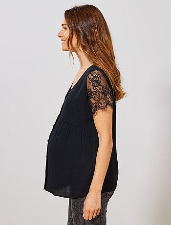 Chemise de maternité manches dentelle - Kiabi