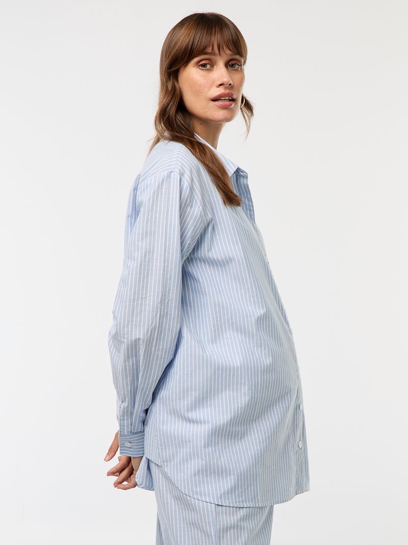 Maternity Robe de maternité en popeline rayée à manches